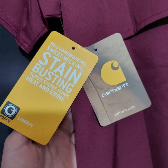 XS Wine Carhartt Women's Scrub Top - Picture 4 of 5